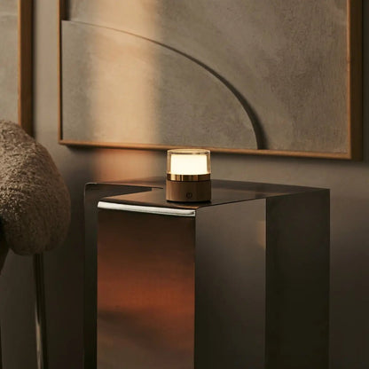 Leo Light Brown Mini Rechargeable Table Lamp