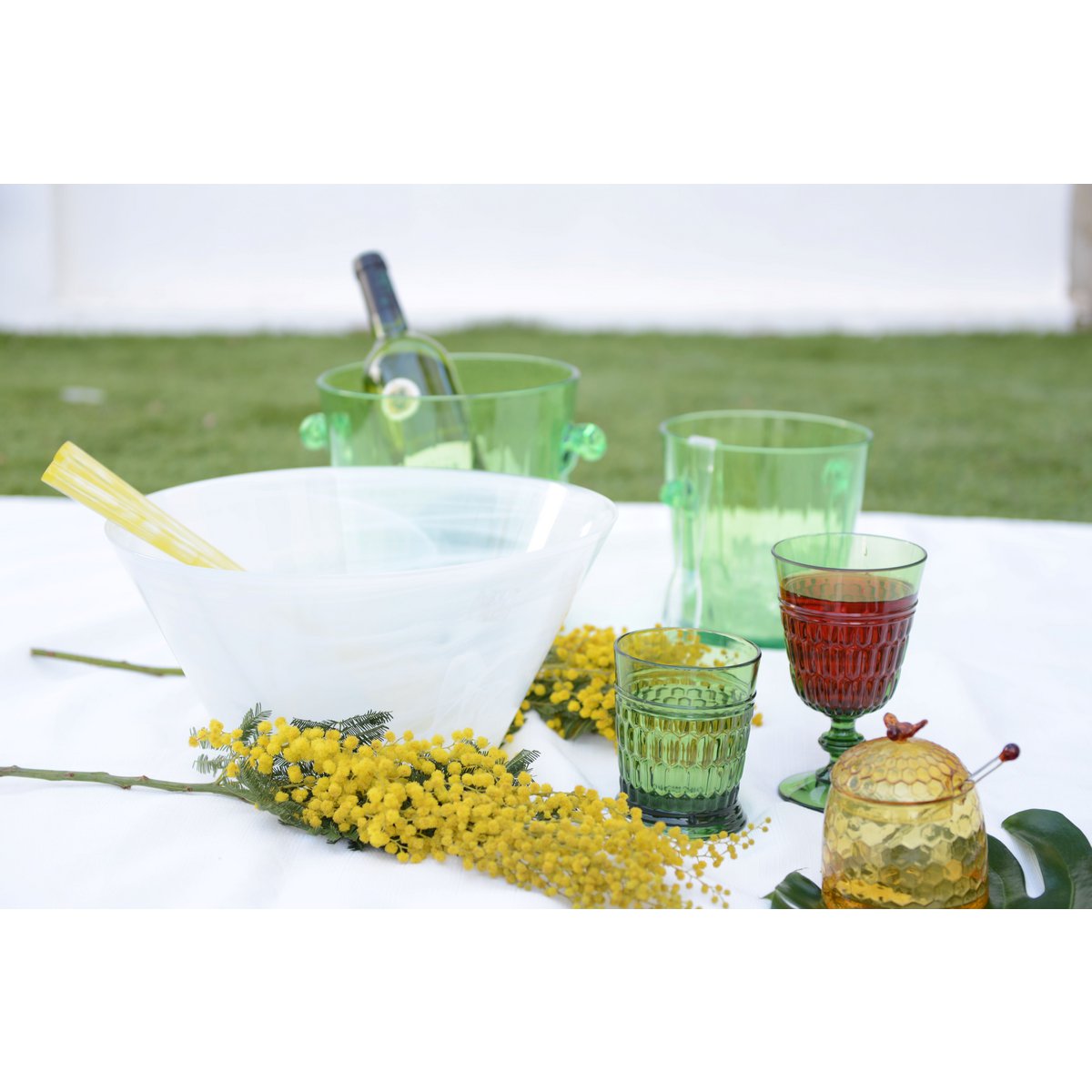 Acrylic green wine glasses - Lot of 6