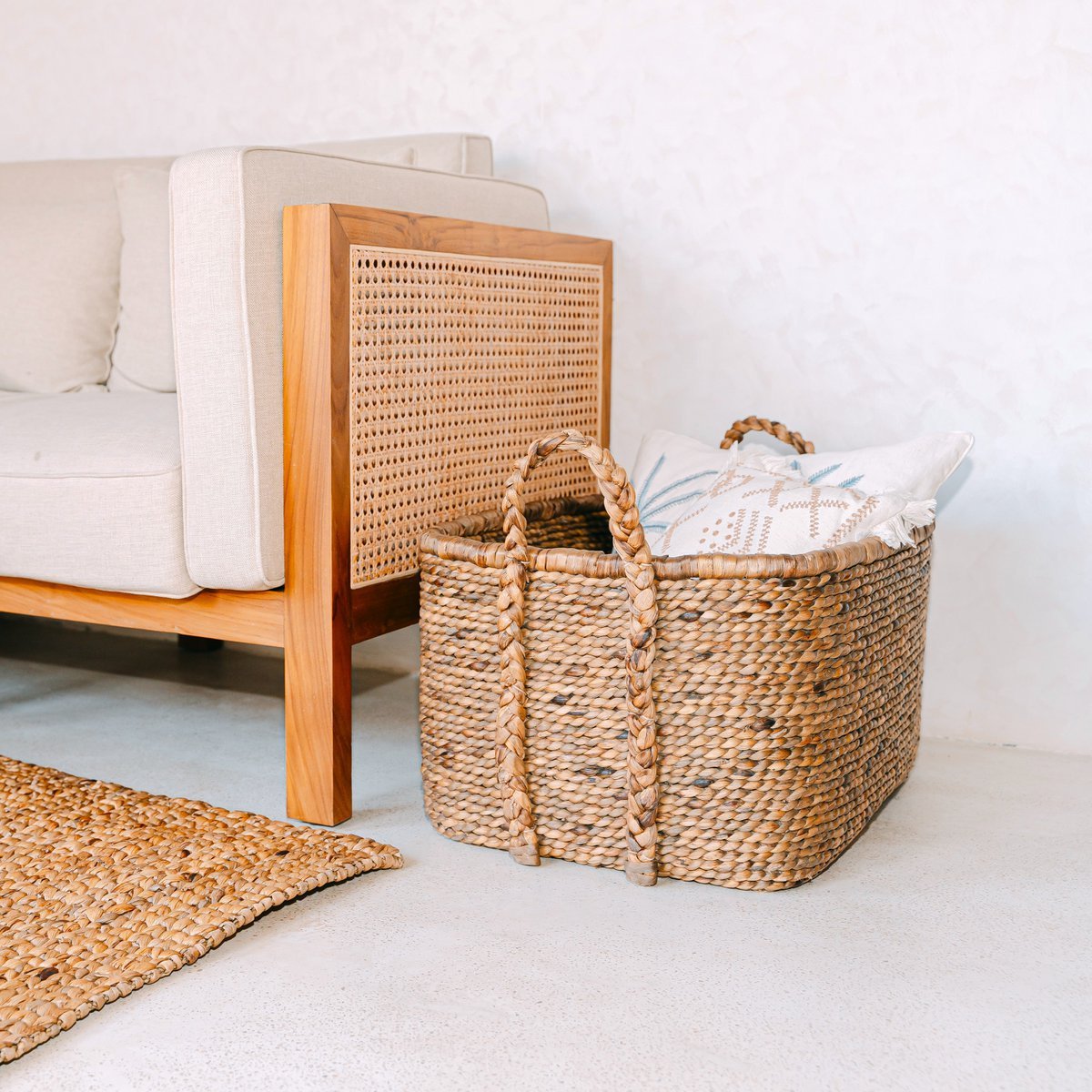 MENTARI water hyacinth basket, extra large woven hamper for bedroom storage