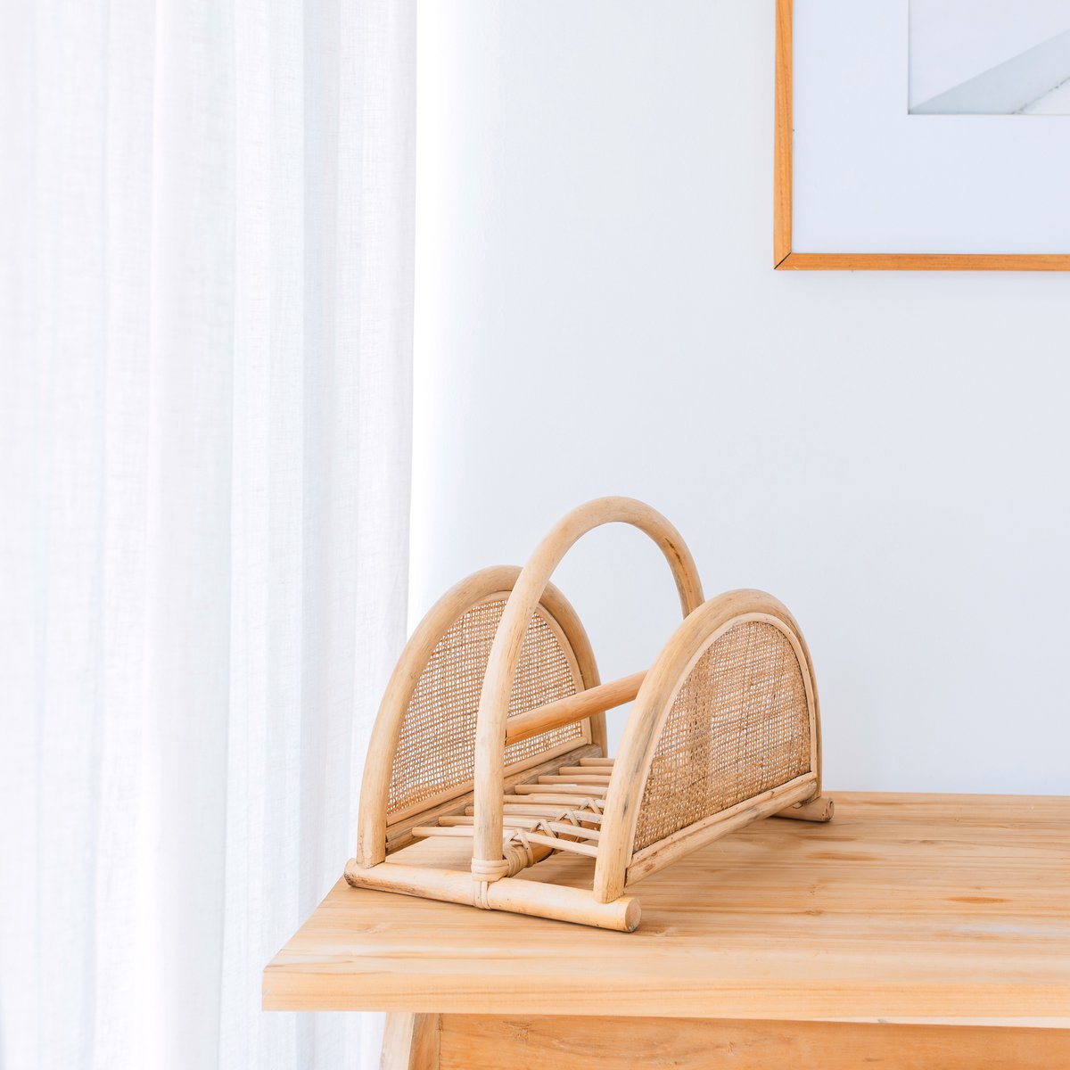 Rattan Newspaper Rack – Magazine Holder – Boho Newspaper Basket – Handmade Rattan Newspaper Holder ALOR
