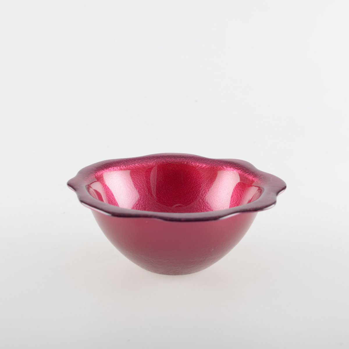 Boudoir glazen soepkom – Fuchsia bloemvorm, 16,5 cm