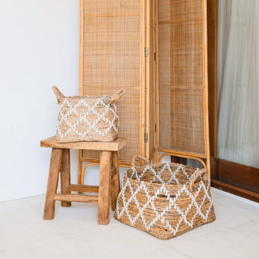 Gandaria woven banana fibre basket ideal for boho living spaces