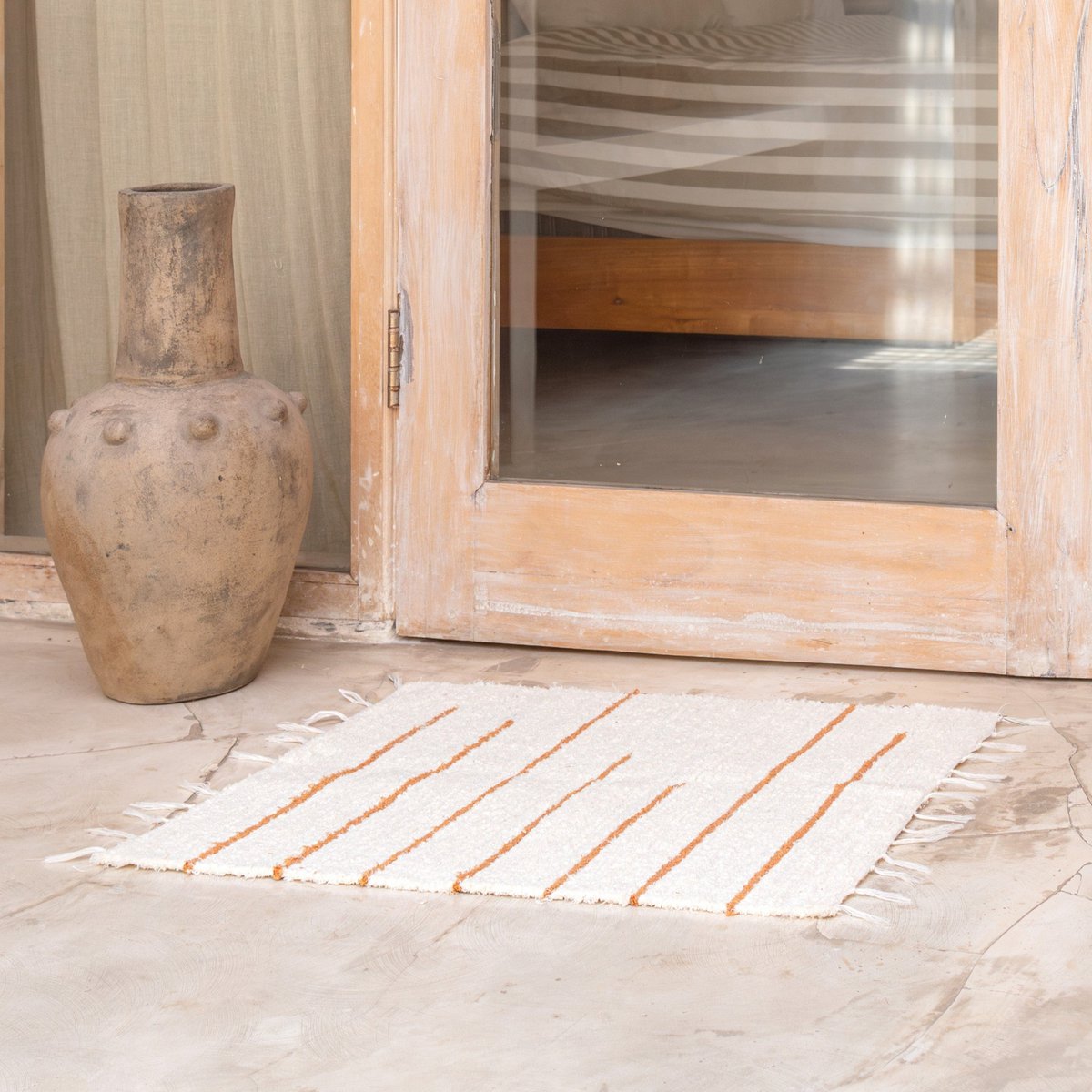 GIANYAR Cotton Rug woven cotton basket mat for hallway or entryway
