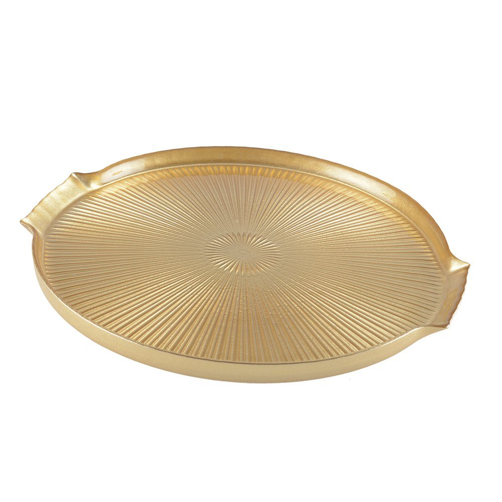 Goldfarbene Glas-Servierplatte – für Käse und Vorspeisen – CozyVibe.eu