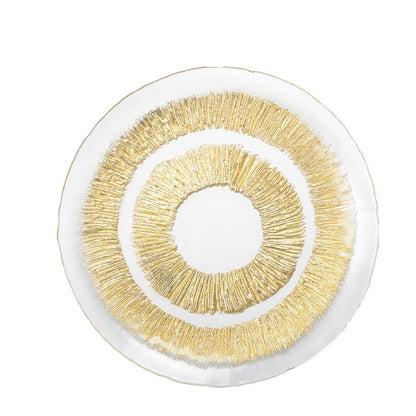 Golden glass dinner plate 28x28x2.5cm - CozyVibe.eu
