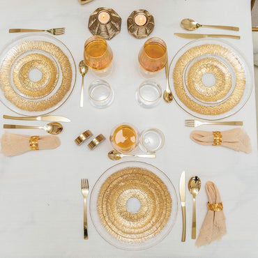 Golden glass dinner plate 28x28x2.5cm - CozyVibe.eu