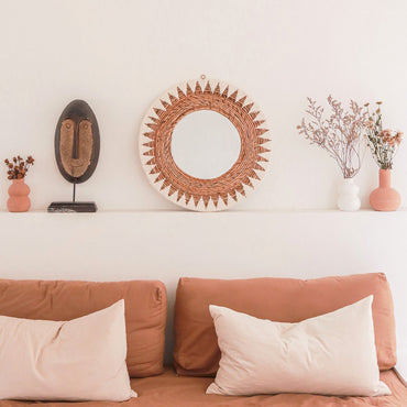Handmade AWAN Wall Mirror basket with cotton cords for boho decor