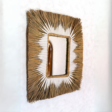 Handmade KIRANA Seagrass Mirror basket with natural rectangular design