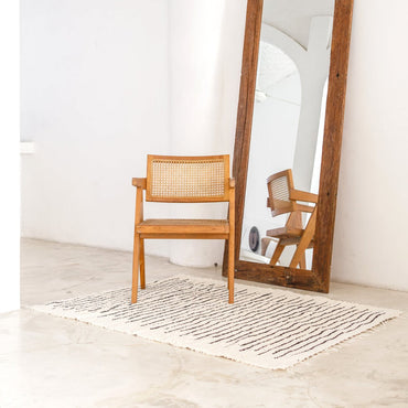 Handwoven KERTA Cotton Rug basket with striped modern boho design