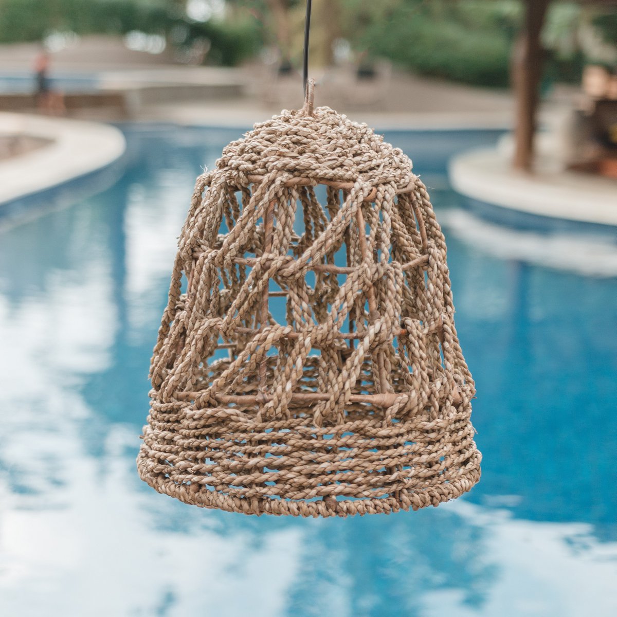 Handwoven Seagrass Lampshade PADANG Natural Boho Pendant Light for home