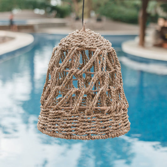 Handwoven Seagrass Lampshade PADANG Natural Boho Pendant Light for home
