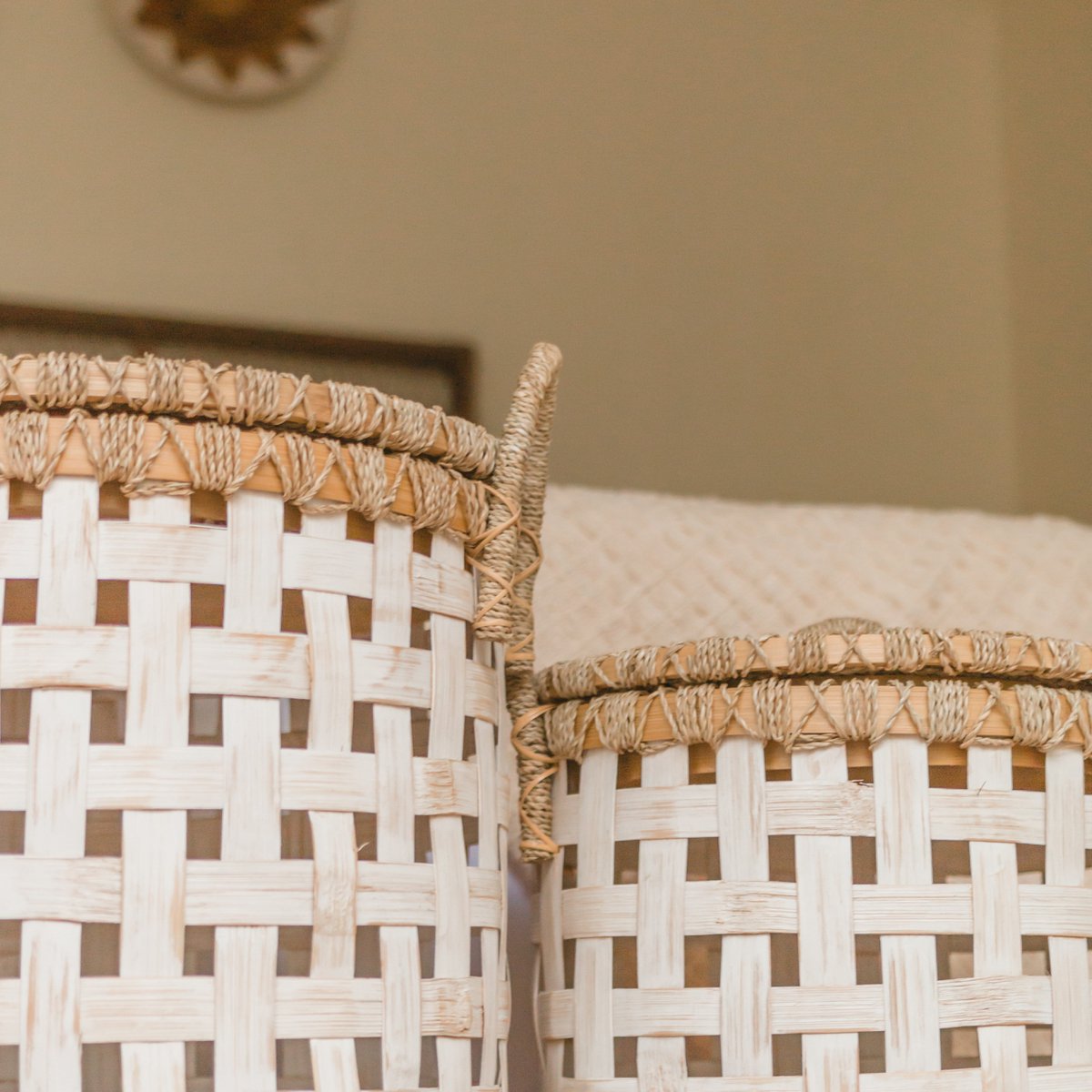 IRAYA Bamboo Basket handmade basket with lid for home storage