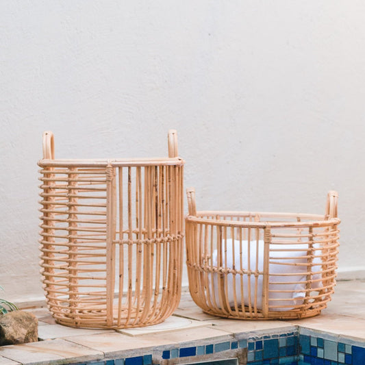 JEMUH rattan basket handmade for laundry and everyday home storage