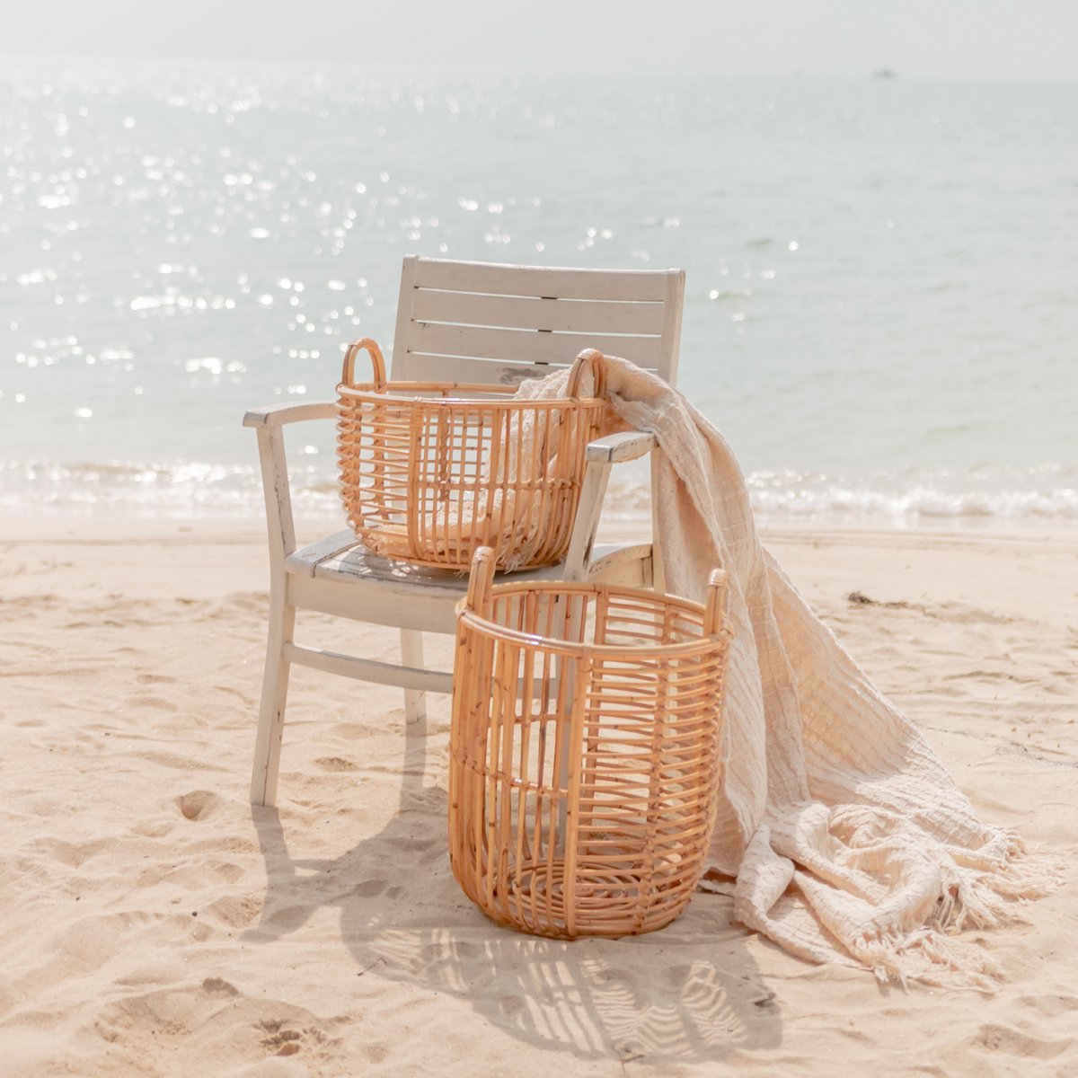 JEMUH rattan basket set in two sizes for stylish organization
