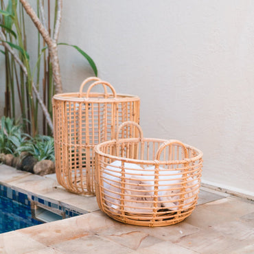 JEMUH natural rattan basket for plants and decorative home use