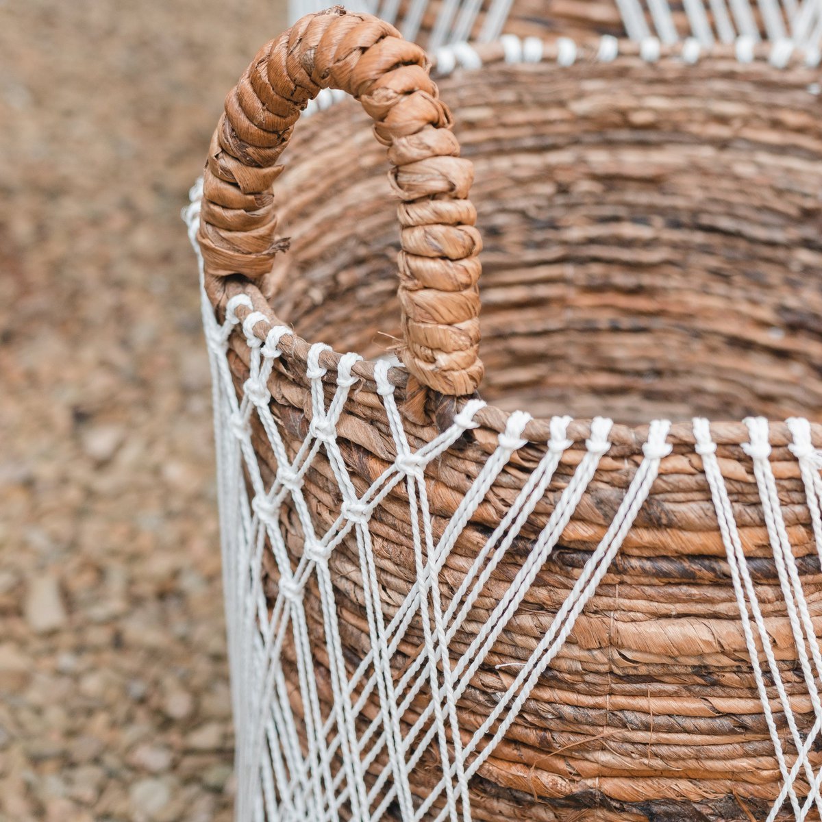 Juwana banana fibre basket decorative boho home organizer with handles