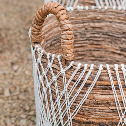 Juwana banana fibre basket decorative boho home organizer with handles