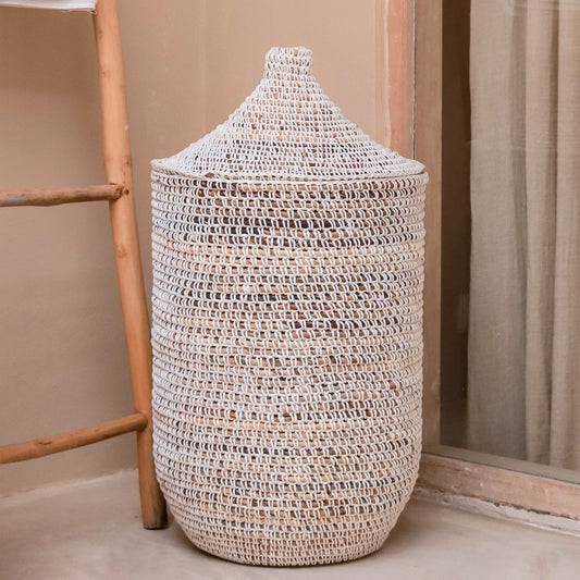 KAJA Handwoven Banana Fibre Laundry Basket with lid for storage