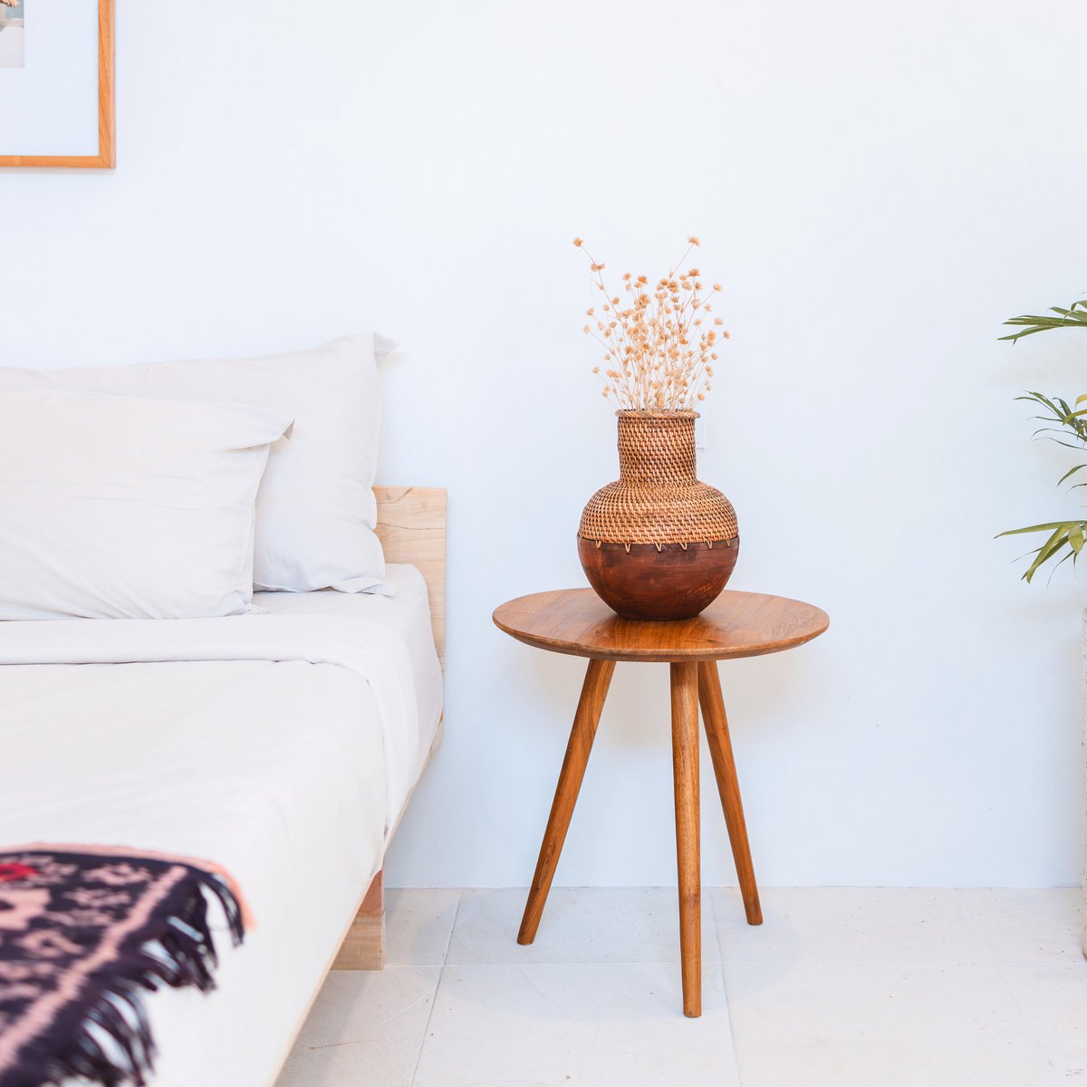 KAMARI handmade rattan vase brown wooden basket for rustic interiors