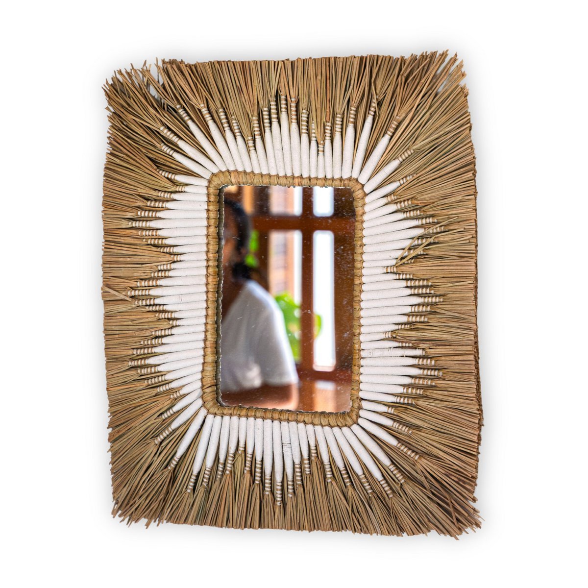 KIRANA Seagrass Wall Mirror basket perfect for boho home decor