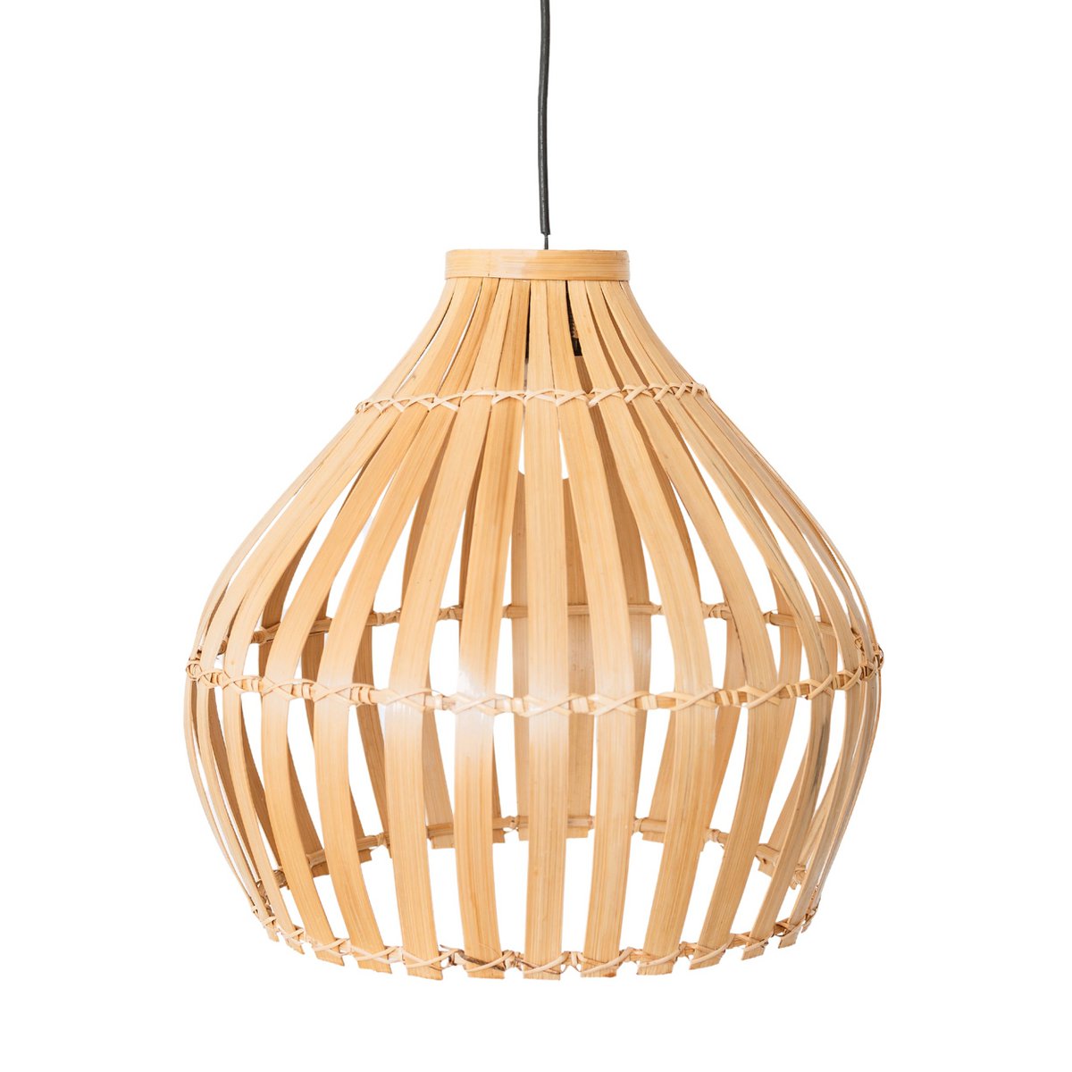KIRMA bamboo basket pendant lamp casting soft decorative shadows