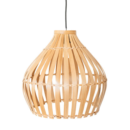 KIRMA bamboo basket pendant lamp casting soft decorative shadows