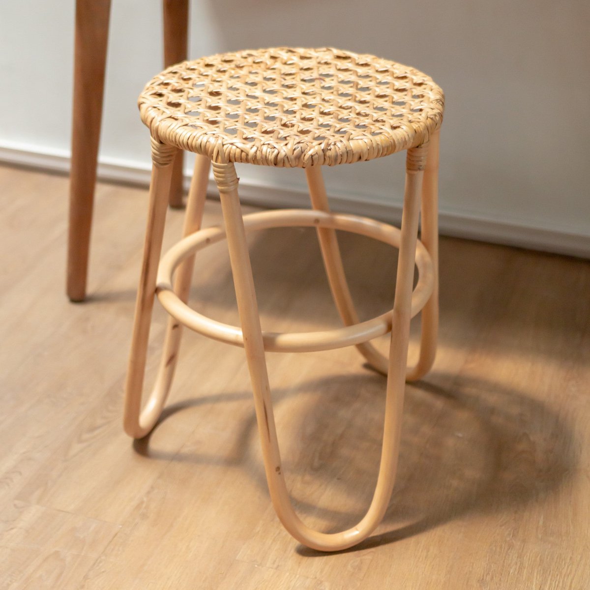 KOLAKA rattan basket stool handmade for small round seating
