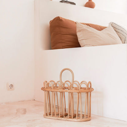 CozyVibe rattan newspaper basket for living room décor

