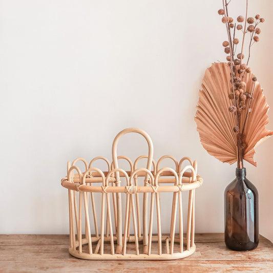 Kuno rattan basket for newspaper and magazine storage