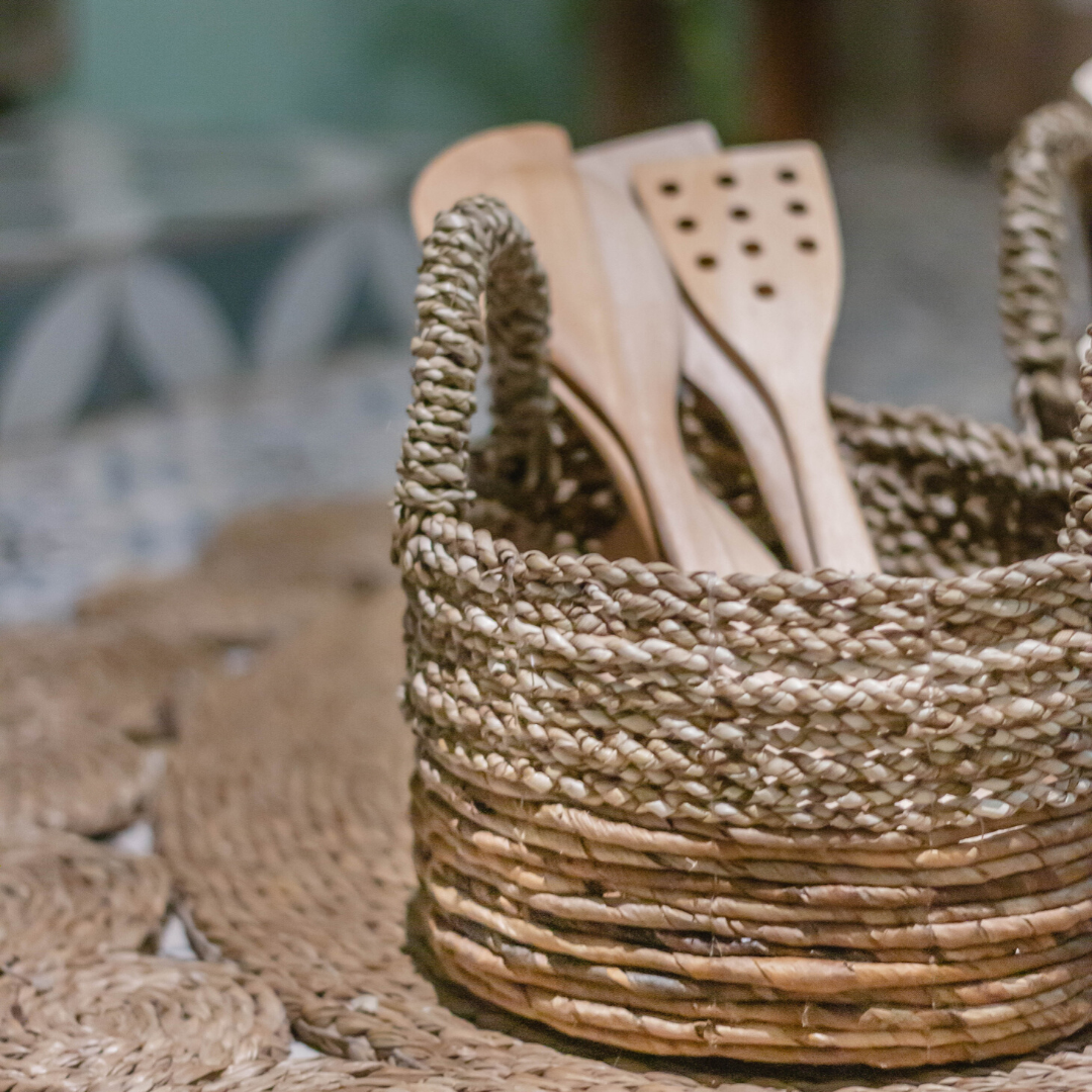 KUTUS basket seagrass banana fibre basket for kitchen utensil storage