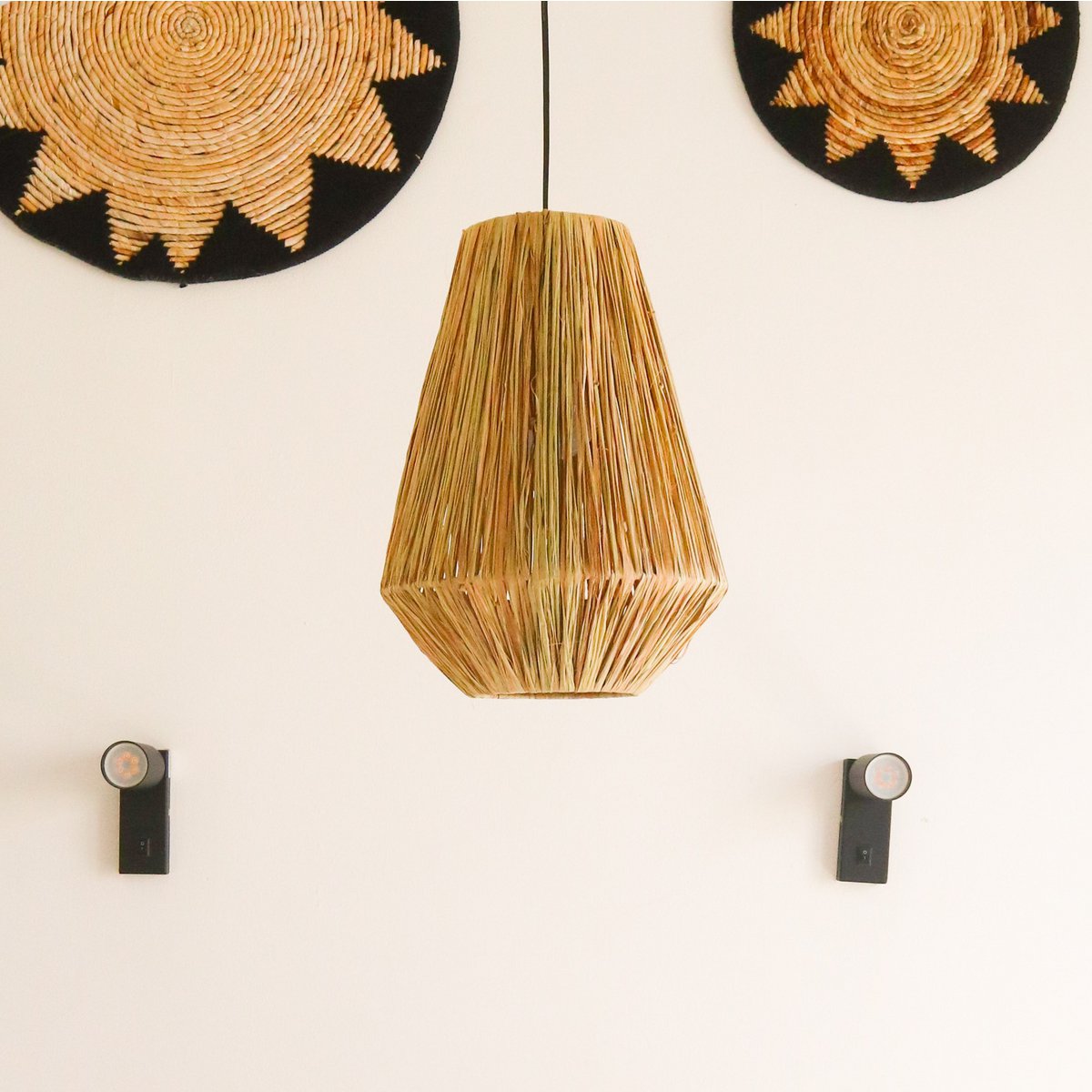 Lampshade Ceiling Lamp Pendant round ENDAH made from Raffia - CozyVibe.eu