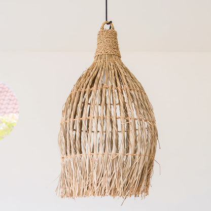 LAMPUNG Seagrass Ceiling Light – Large Boho Pendant Lampshade - CozyVibe.eu