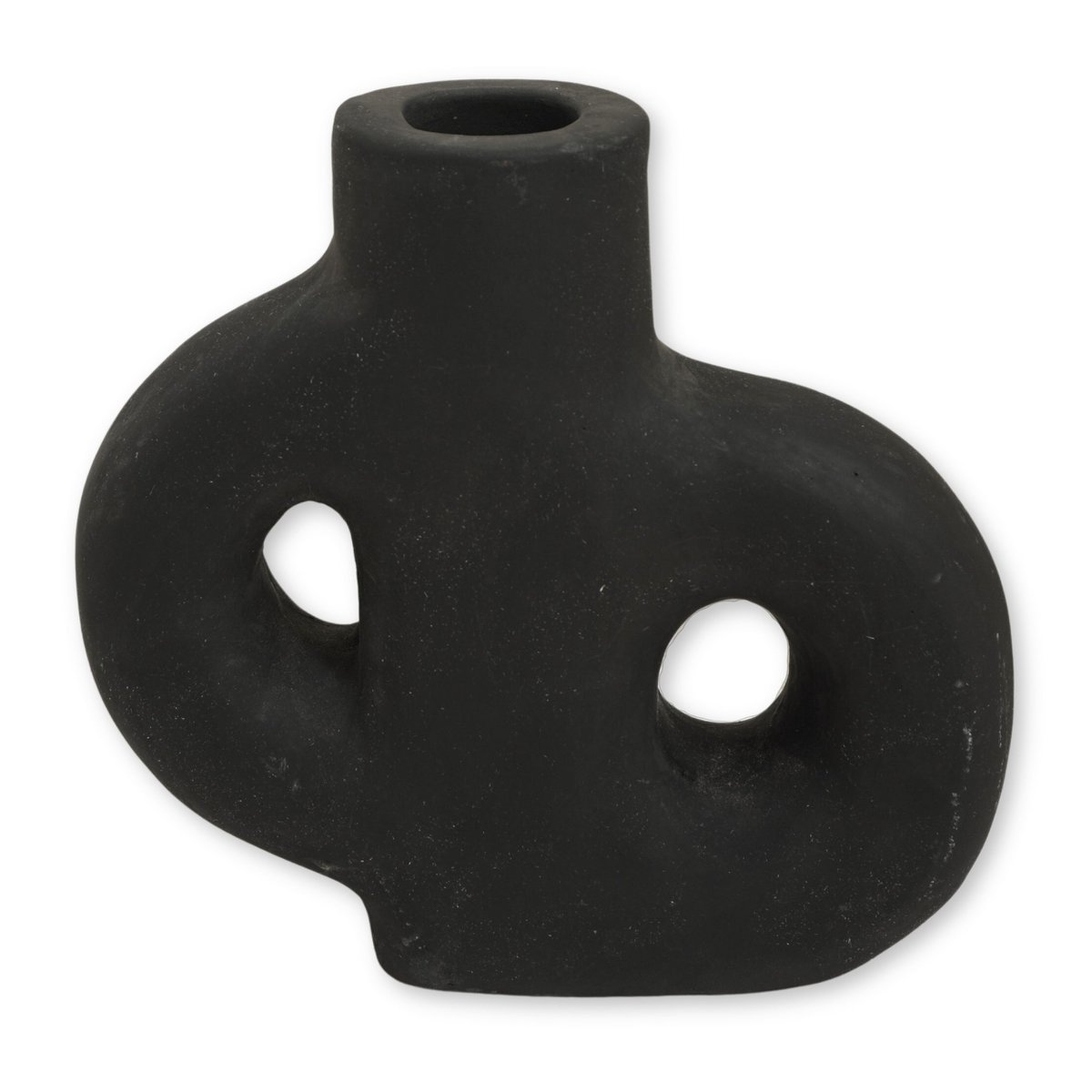 LEMBAH Vase black clay vase for dried flowers and boho decor