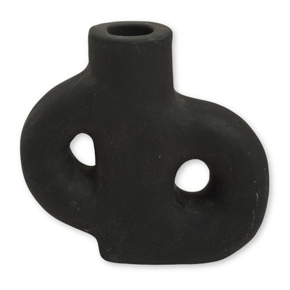 LEMBAH Vase black clay vase for dried flowers and boho decor