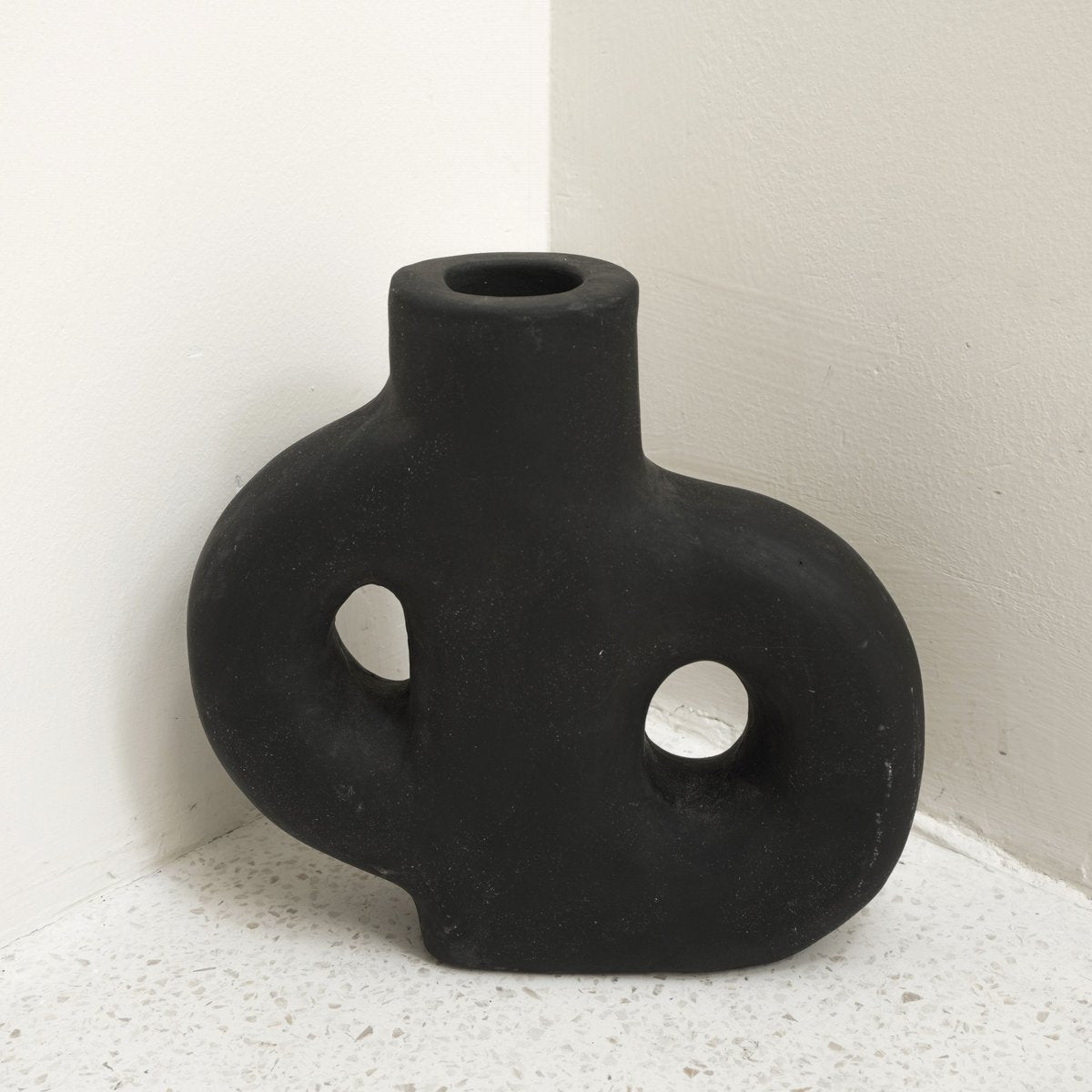 LEMBAH Vase decorative black clay vase for table or shelf display