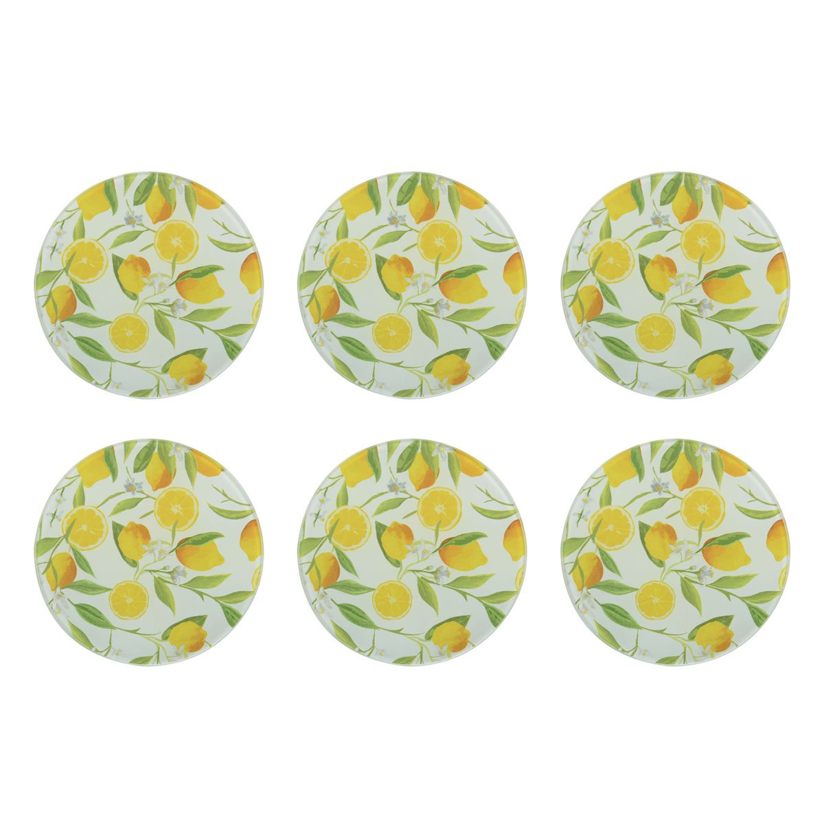 set of six lemon glass coasters for stylish table protection