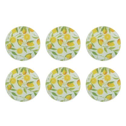 set of six lemon glass coasters for stylish table protection