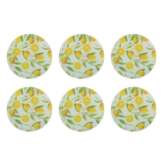 set of six lemon glass coasters for stylish table protection
