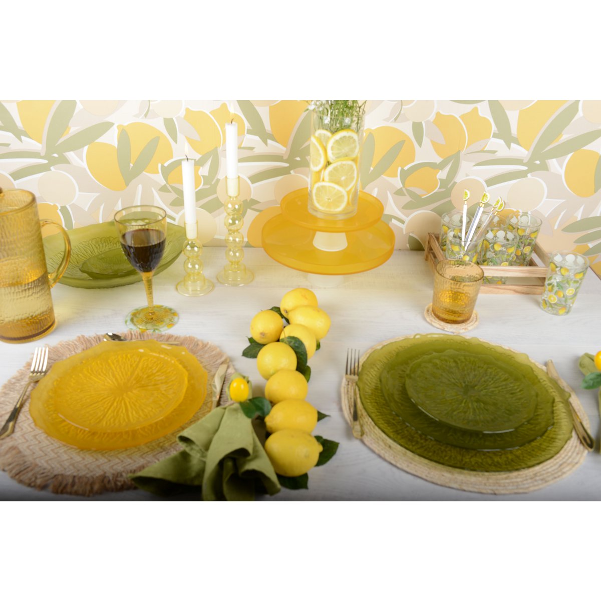 decorative lemon glass coasters perfect for summer table decor