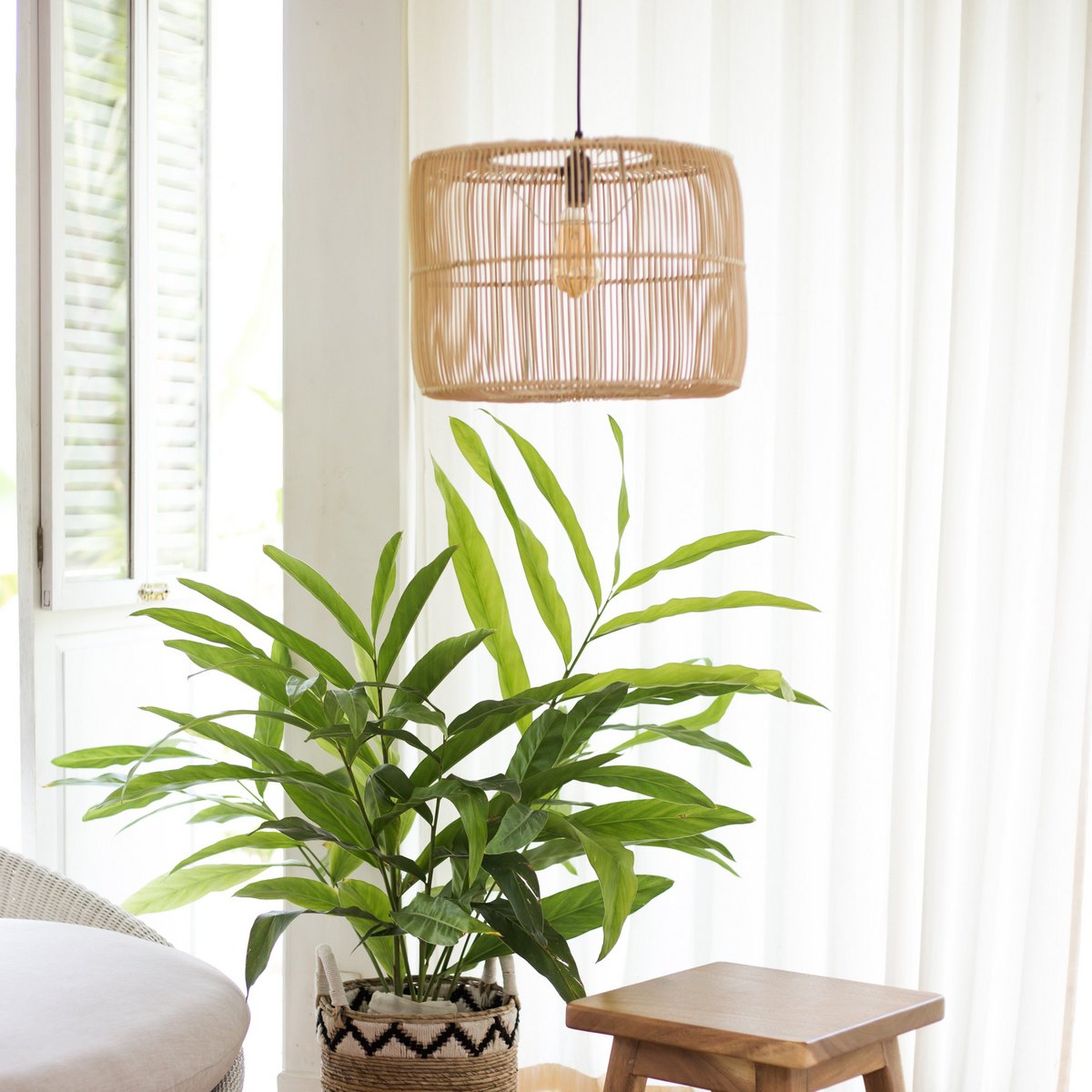 LIKU Natural Rattan Pendant Light basket for cozy home decor