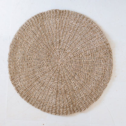 LOKA seagrass rug, handwoven round boho rug for cozy interiors