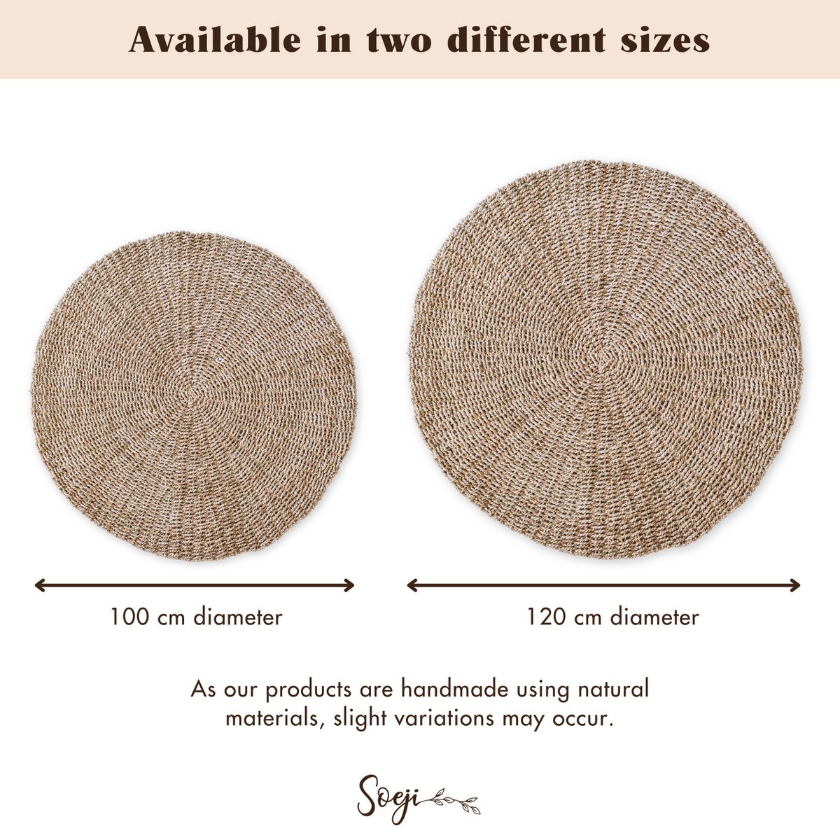 LOKA seagrass rug, round handwoven boho rug for living room