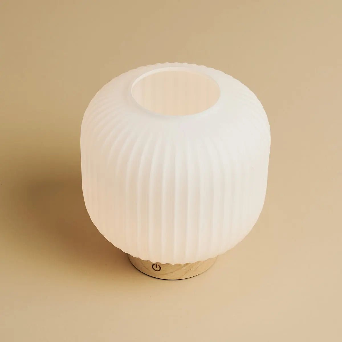 Lyla Unique – Rechargeable Lamp | Frosted Glass & Wooden Base - CozyVibe.eu