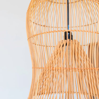MAHARA handmade rattan basket lampshade showing fine weaving texture
