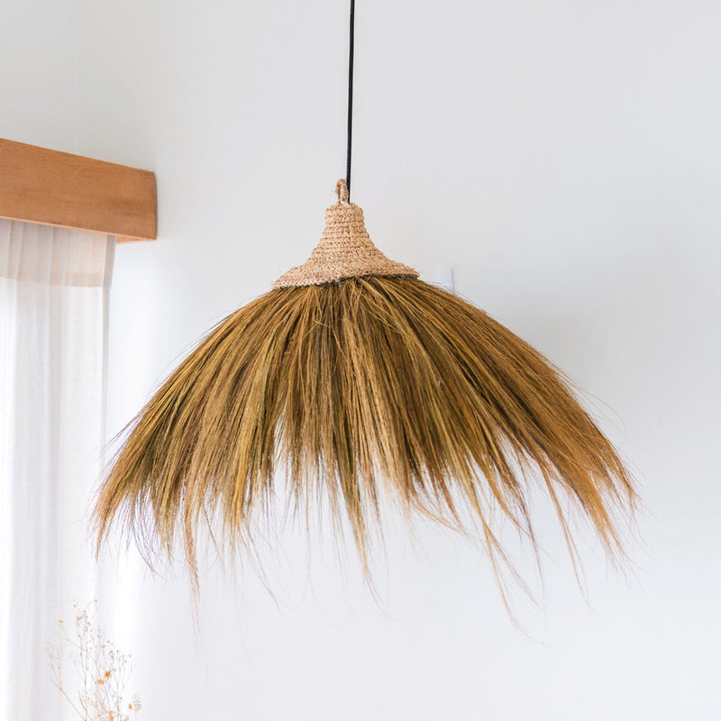 MAWANA Seagrass Lampshade – Large Boho Pendant Light - CozyVibe.eu