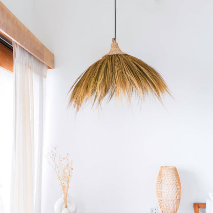 MAWANA seagrass basket lampshade showing woven texture and craftsmanship