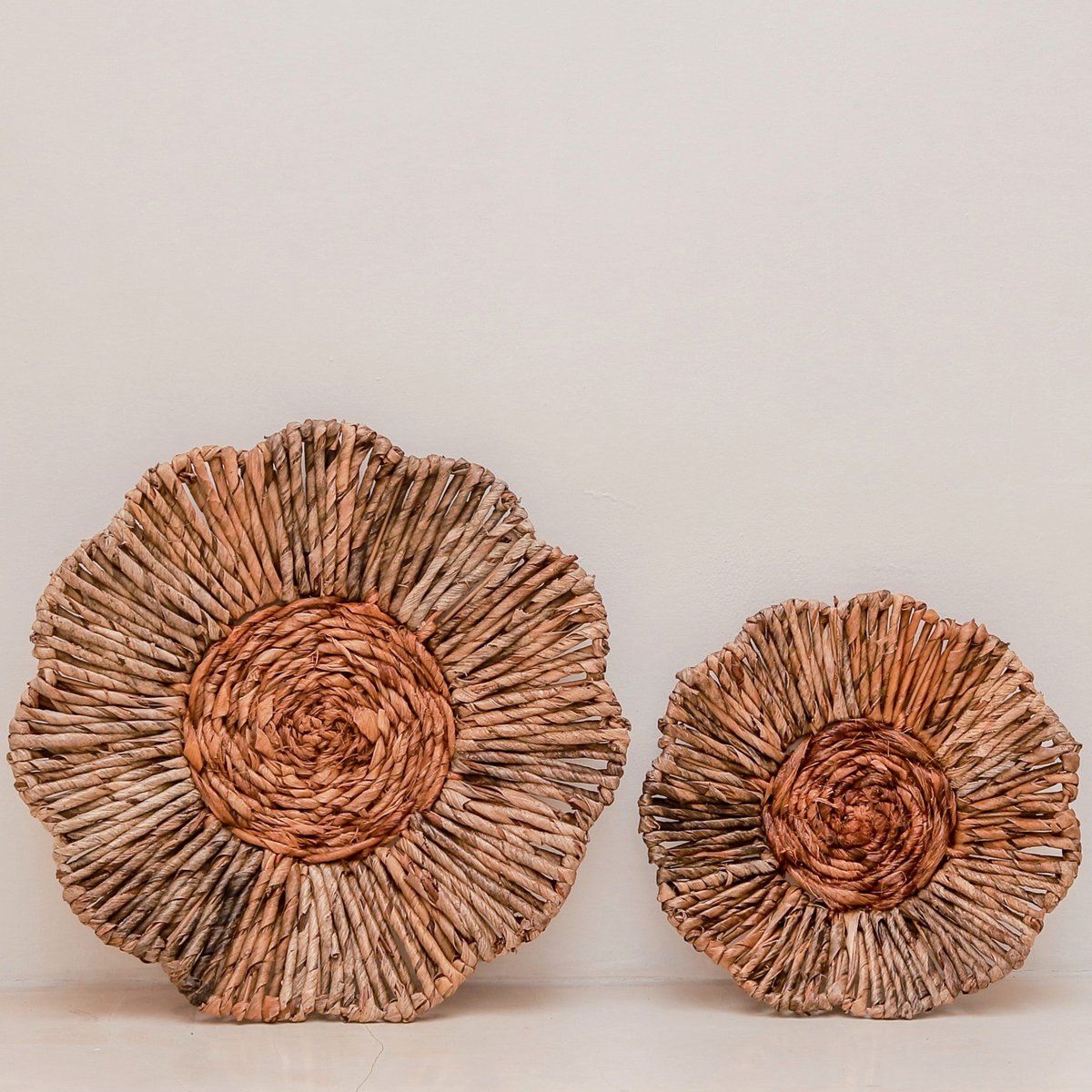 Melaya banana fibre basket wall decor for natural boho interiors