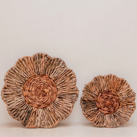 Melaya banana fibre basket wall decor for natural boho interiors