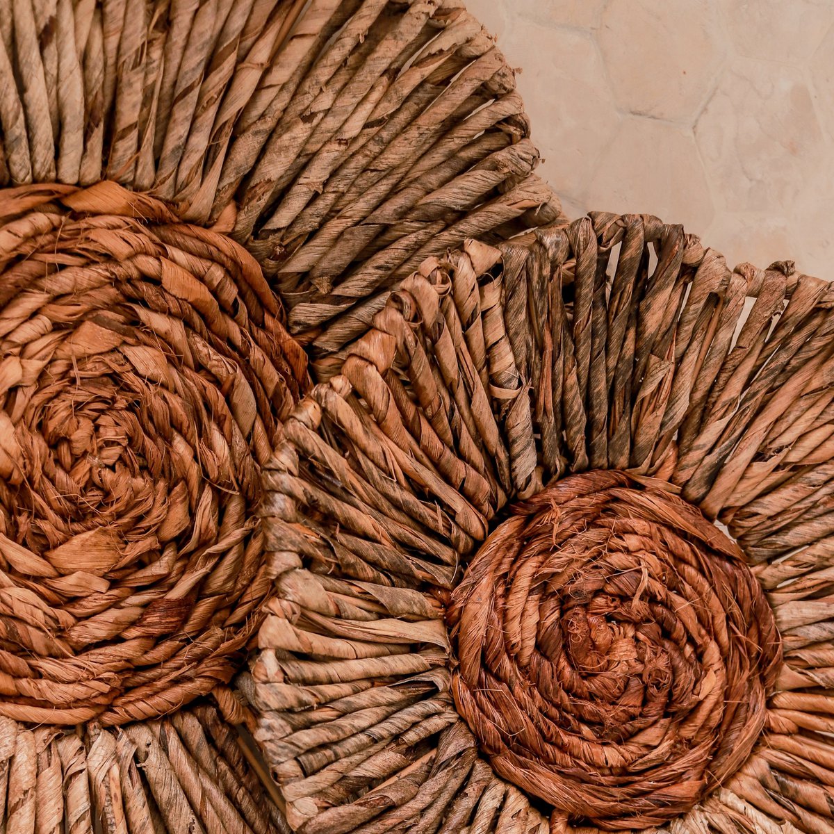 Melaya banana fibre basket decor with detailed handwoven texture