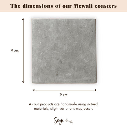 MEWALI Grey Marble Coasters – Handmade Square Glass Coaster Set - CozyVibe.eu